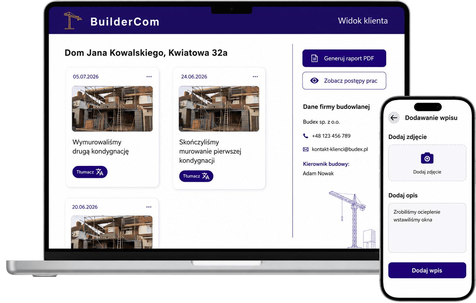 Mockup aplikacji BuilderCom